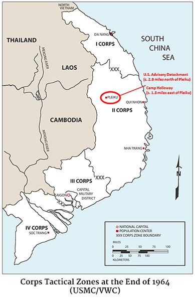 Map of Corps Tactical Zones at the End of 1964 (USMC/VWC)